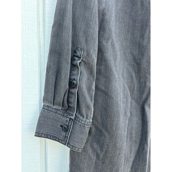 Madewell Shirt Mini Dress, Black Denim, Long Sleeve,‎ Pockets, Sz S - Picture 6 of 6